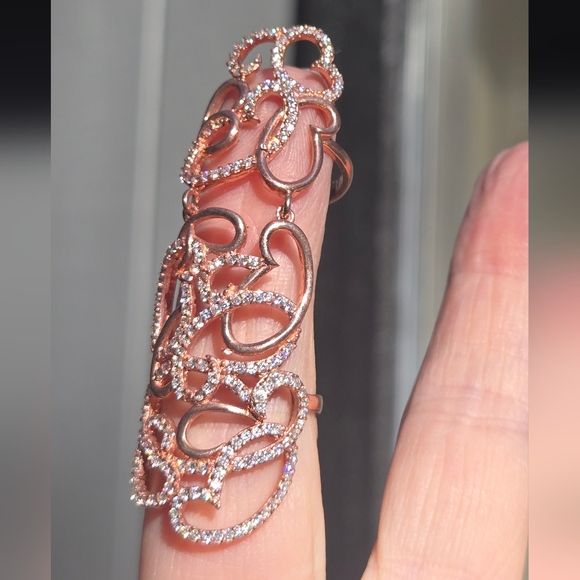 HOST PICK! 🎉🎊Topaz Sterling & Rosegold Heart knuckle cuff Sz7 - Picture 3 of 8